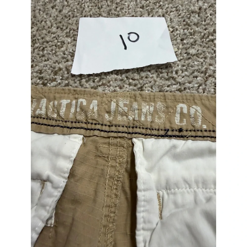 Nautica Jeans Co Mens Khaki Tan Ripstop Cargo Shorts Size 30 Cotton Utility